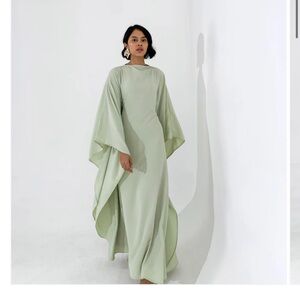 Green Long Sleeve Bell Gown for Wedding Guests